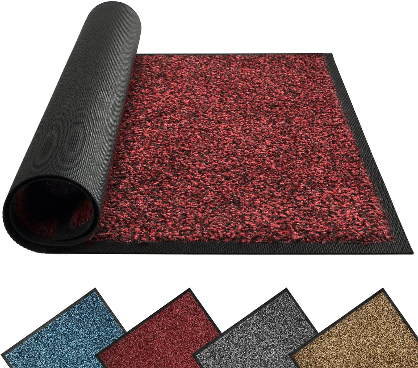 Mibao Front Door Mat, Dirt Trapper Welcome Mat for Outdoor Indoor, Non-Slip Waterproof Doormat, Durable Machine Washable Low Profile Entry Rug for Back Door Outside Patio Porch, 29.5" x 17", Grey