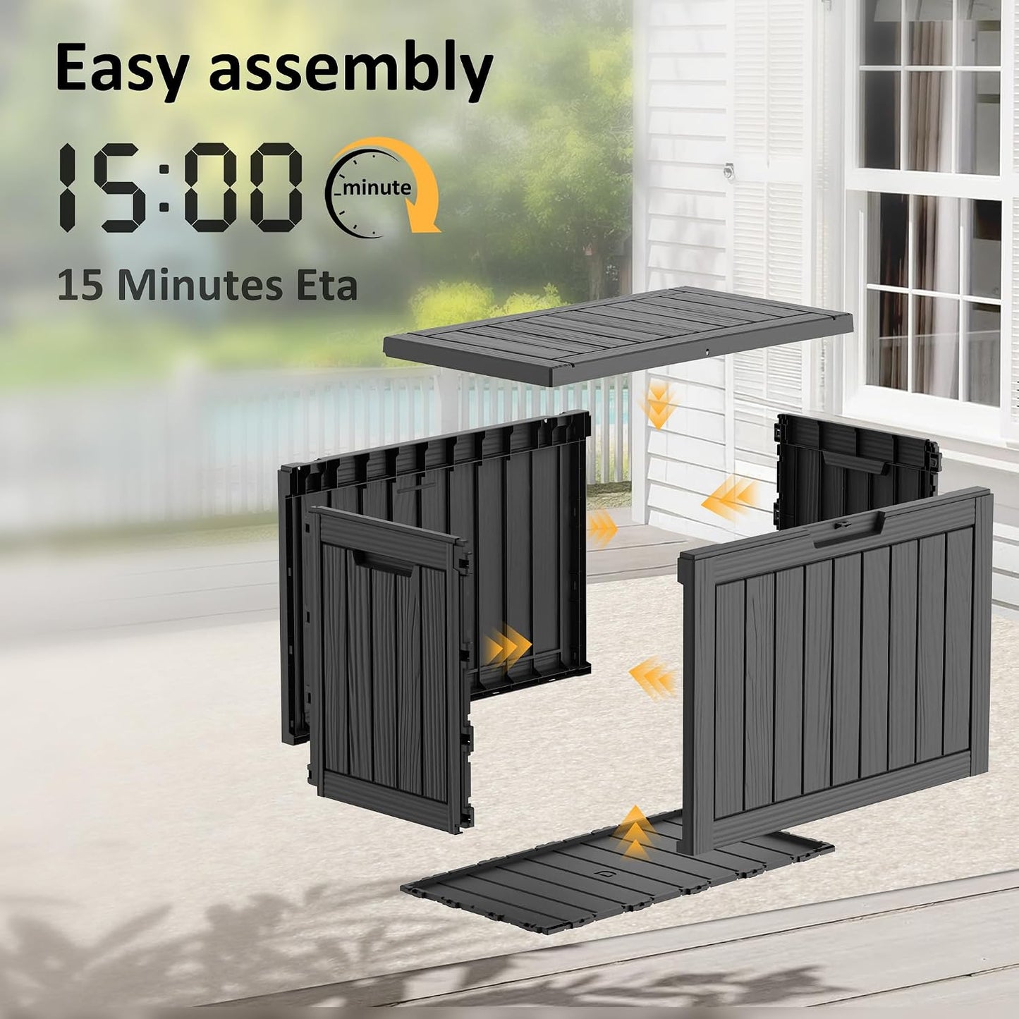 Package Delivery Box, Lockable Resin Outdoor Package, Waterproof Deck Box for Porches, Patios, Indoor & Outdoor Use (70 Gallon, Grey)