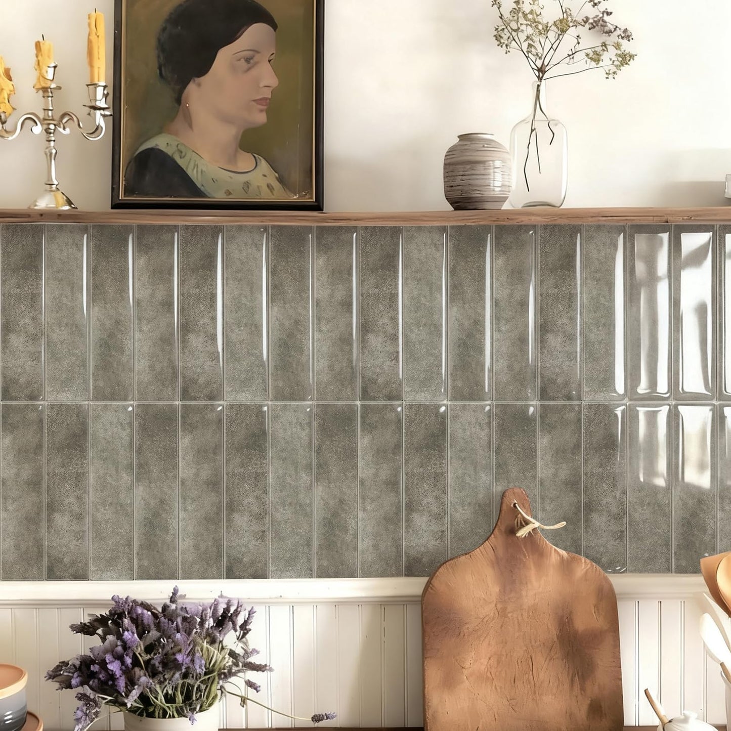 Alwayspon 10 Sheets 12x12inch Beige 3D Vinyl Backsplash Tiles, Self-Adhesive Peel and Stick Wall Tile Stickers Stick on Subway Tiles for Kitchen Bathroom Wall