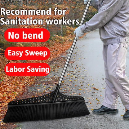 Heavy Duty Outdoor Angle Broom with 20" Wide 51" Long Handle Stiff Bristles Sweeper Perfect for Driveway/Courtyard/Industry Area/Lobby/Mall/Garage/Wood/Stone/Tile/Concrete Floor Sweeping
