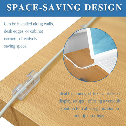 Clear Adhesive Cable Clips – Strong Nylon Wire Holders for Desk, Wall, Car, and Light Cord Management (60-Pack, Indoor/Outdoor Use)