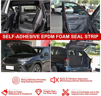 Pangda 10Ft D Shape Rubber Weather Stripping Foam Self-Adhesive EPDM Door Seal Strip for Noise Reduction Waterproof Dustproof for Cars Boats Truck RVs Windows Doors (3/4" W × 3/4" H)