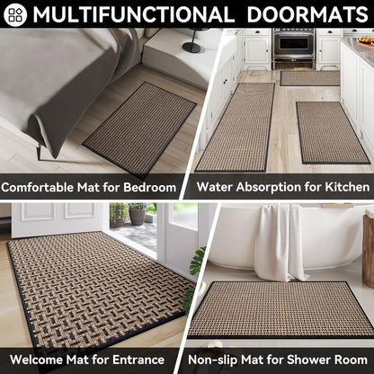 Door Mat 17"x30",Door Mat Indoor Entrance Dirt Resistant and Absorbent Non-Slip Rubber Backing Front Door Mats Washable Low-Profile Indoor Mats for Entryway, Inside Entrance Easy Clean Gray