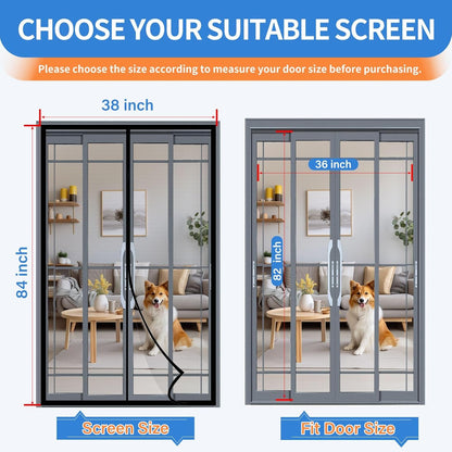 Upgraded PET Mesh Magnetic Screen Door Stronger Than Fiberglass and Polyester,Hands Free,Keep Bugs Out,Pet & Kid Friendly,Suitable for Sliding Doors,Patio and French Doors-72" X 80"