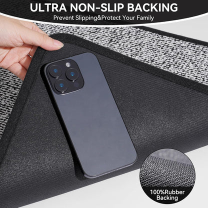 Non Slip Bath Mat with Rubber Backing, Absorbent Quick Dry Bath Rugs Washable, Thin Bathroom Rugs Fit Under Door for Bathroom Floor, Shower and Sink, 16"×24", Grey