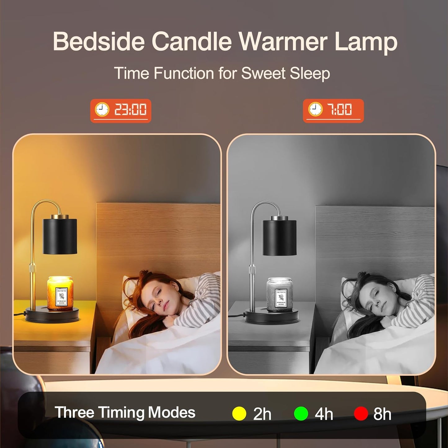 CASTLELIFE Candle Warmer Lamp with Timer & Dimmer, Height Adjustable Electric Wax Melt Warmer for Jar Candles, Gifts for Mom Home Decor, Black