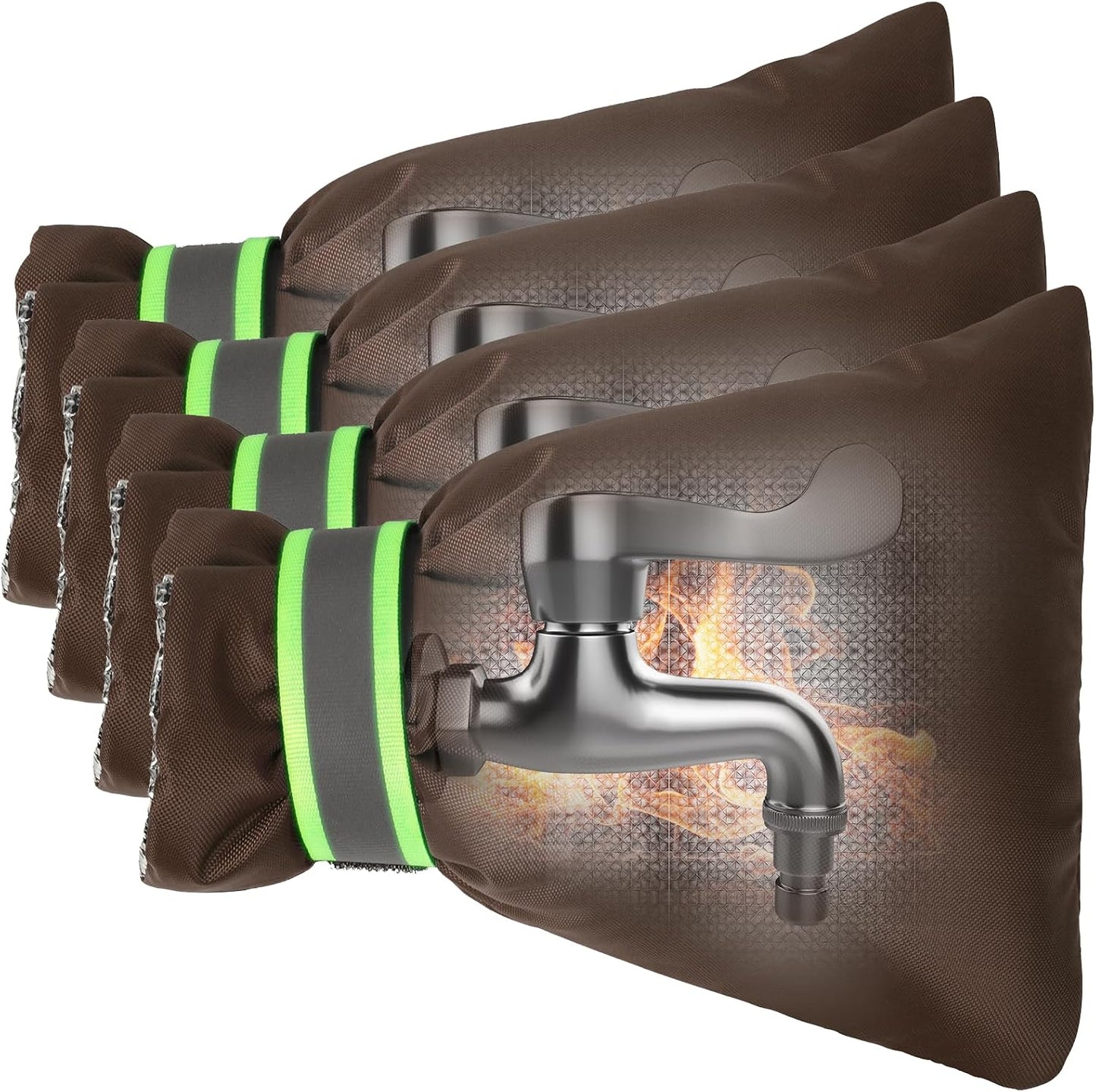 Outdoor Faucet Covers for Winter Freeze Protection, Kanosan 8.3"H X 6.7"W Thickened Reflective Outside Spigots Covers Hose Bib Insulated Sock for Winter Cold Weather, 2 Pack Black