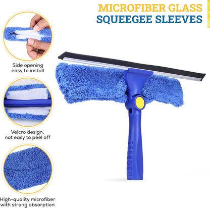 Kleen Handler 12” Replacement Window Cleaning Microfiber Squeegee Sleeves (5 Pack) | Reusable & Washable Glass Cleaning Replacement Scrubber Refill Sleeves