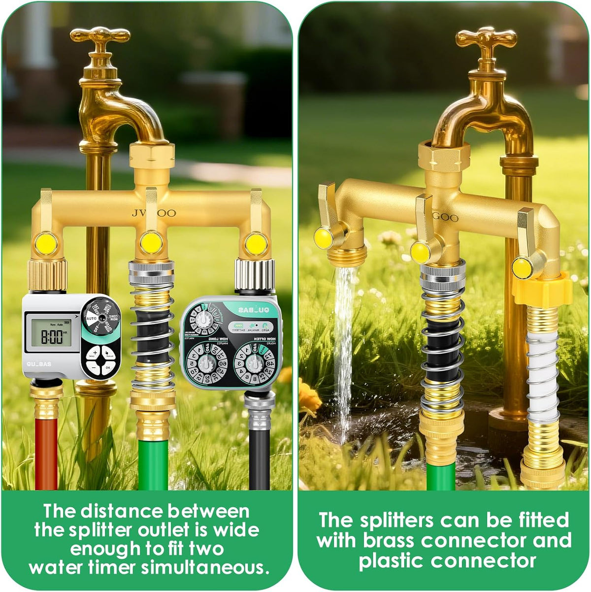 Garden Hose Splitter, Brass 3 Way Hose Splitter, 3/4" Water Hose Splitter 3 Way Heavy Duty with Metal Shutoff Valve and Extension Handle, Outdoor Faucet Splitter Water Spigot Splitter Manifold