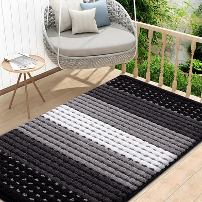 Kitinjoy Indoor Outdoor Door Mat, 32x20 Non-Slip Absorbent Dirt Trapper, Low-Profile Washable Inside Entrance Front Floor Mat, Sturdy Soft Entry Doormats for Entryway, Grey