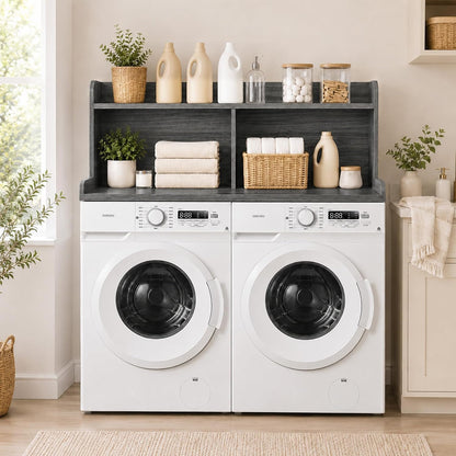 Royxen Laundry Countertop with 20" Shelf Universal Fit, Washer and Dryer Countertop with Storage Space, Laundry Room Storage (Walnut)