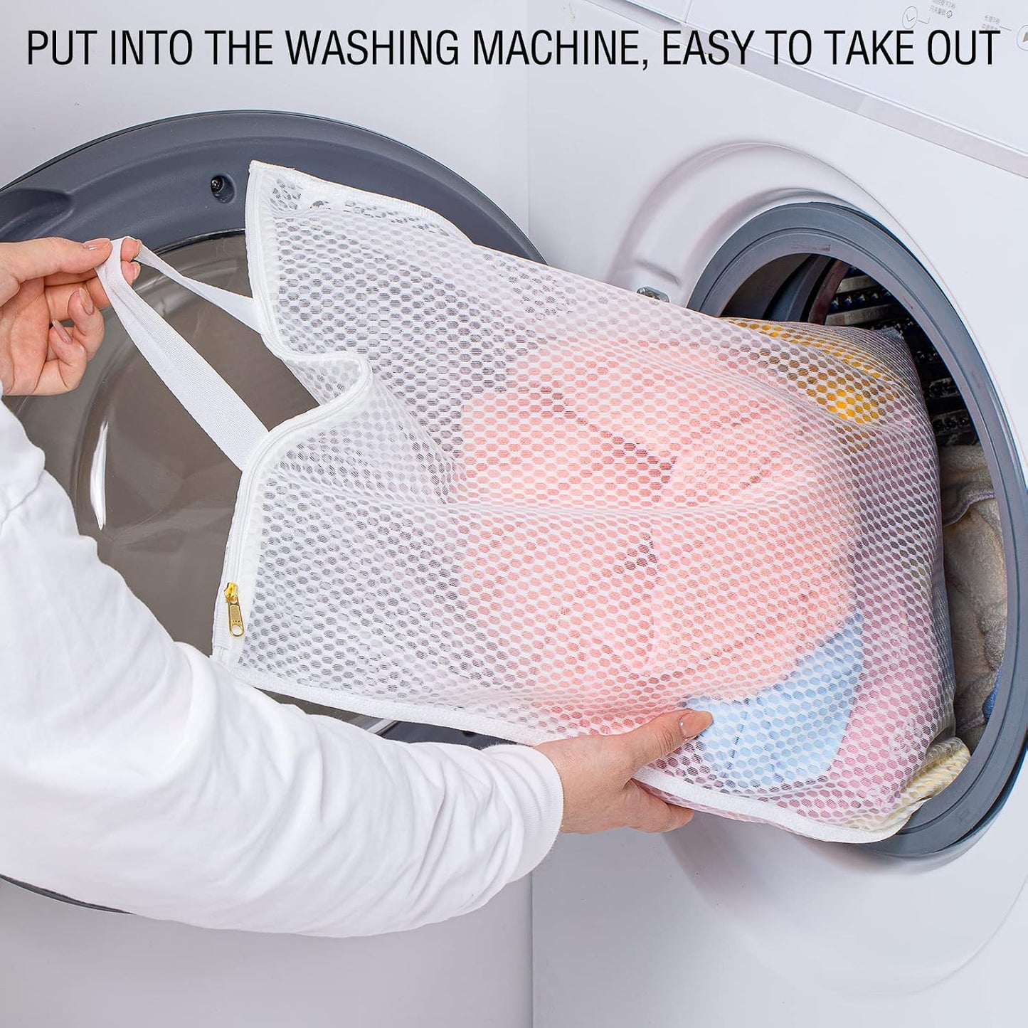 Tenrai Laundry Bag Mesh Wash Bag，Use YKK Zipper，Tote Bag Bathroom Hanging, Bra Fine Mesh Wash Bag for Underwear 3 Bags（3L Cellular Mesh）