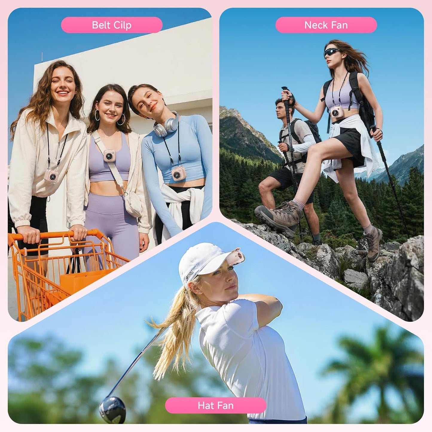 Portable Waist Fan, Rechargeable Wearable Fan w/ LED Display, 3 Speeds, 3000mAh Battery, 10H Runtime, Mini Turbo Airflow, Clip on Belt/Shirt/Hat, for Travel,Outdoor, Concert,Gift for Men Women-1 PACK
