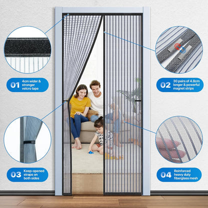 Heavy Duty Door Screen Magnetic Closure, LOVIGA Thickened Fiberglass Screen Door Mesh, Self Sealing, Tear Resistant, Easy Assemble, Fine Mesh Keep Bugs Out Fit Door Size 36 Inch X 82 Inch