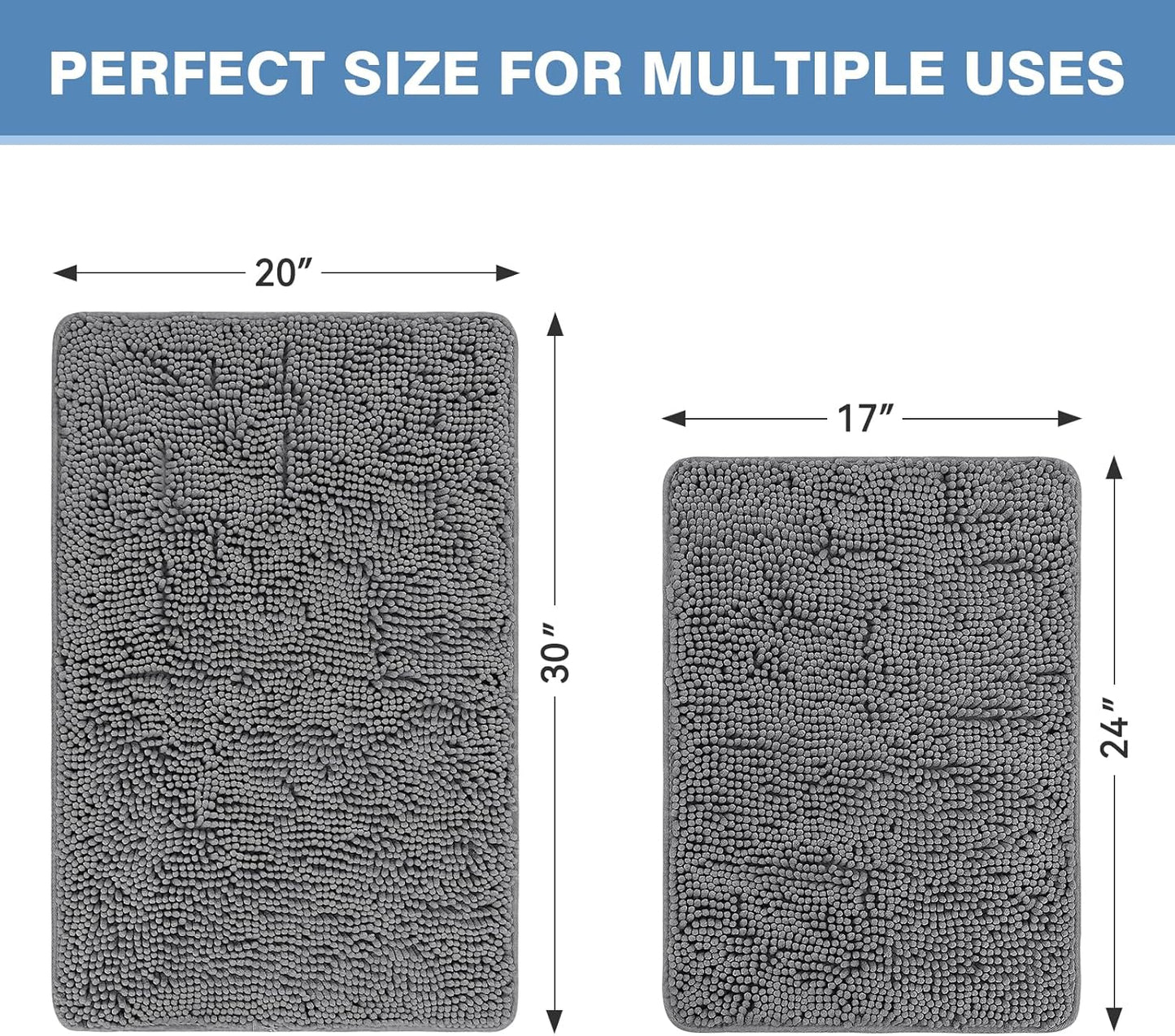 Bcoimo Bathroom Rugs 24x17, Bath Mats for Bathroom Non Slip with Rubber Backing,High Absorbent Microfiber Bath Rugs Quick Drying, Machine Washable, Durable Decor
