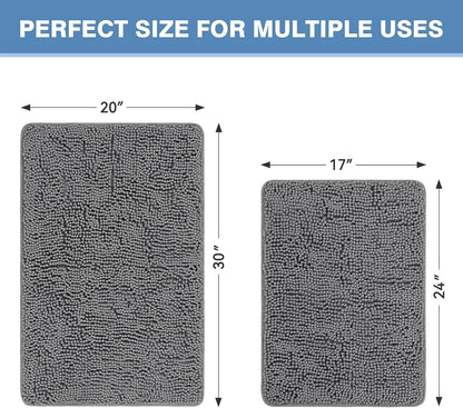 Bcoimo Bathroom Rugs 24x17, Bath Mats for Bathroom Non Slip with Rubber Backing,High Absorbent Microfiber Bath Rugs Quick Drying, Machine Washable, Durable Decor