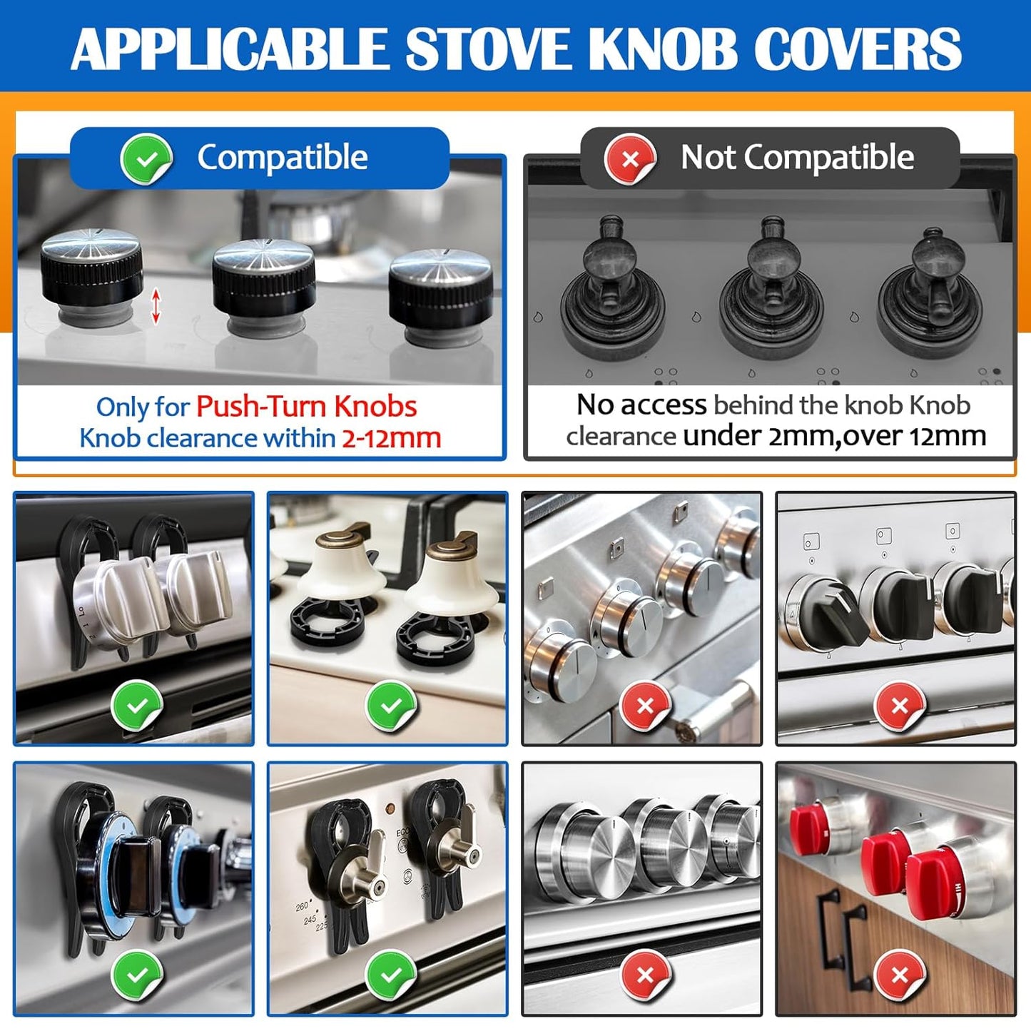 5-Pack Gas Stove Knob Locks for Toddler Safety, for Stove for Baby and Pets Safety (Black)