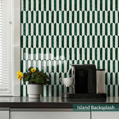10-Sheet Upgraded Thicker Peel and Stick Kitchen Backsplash Tiles | Waterproof Self-Adhesive Vinyl Wall Tile Stick on Backsplash for Kitchen,Bathroom,Fireplace and RV(Sage Green,12"×12")