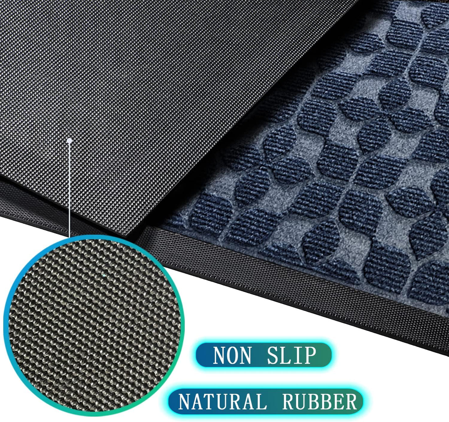 Bulijojo Sturdy Front Entrance Doormats,Durable Heavy Duty Welcome Mat,Thick Absorbent Natural Rubber Non Slip Mat,Easy Clean Entryway Mat 17x30 Inch Leaves Green