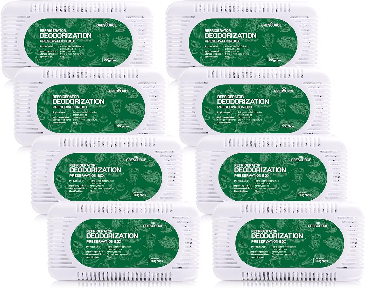 6 Pack Fridge Deodorizer, Refrigerator and Freezer Deodorizer Odor Eliminator Reusable, Unscented Activated Carbon Odor Absorber and Moisture for Freezers, Coolers, Closet and Trash Can