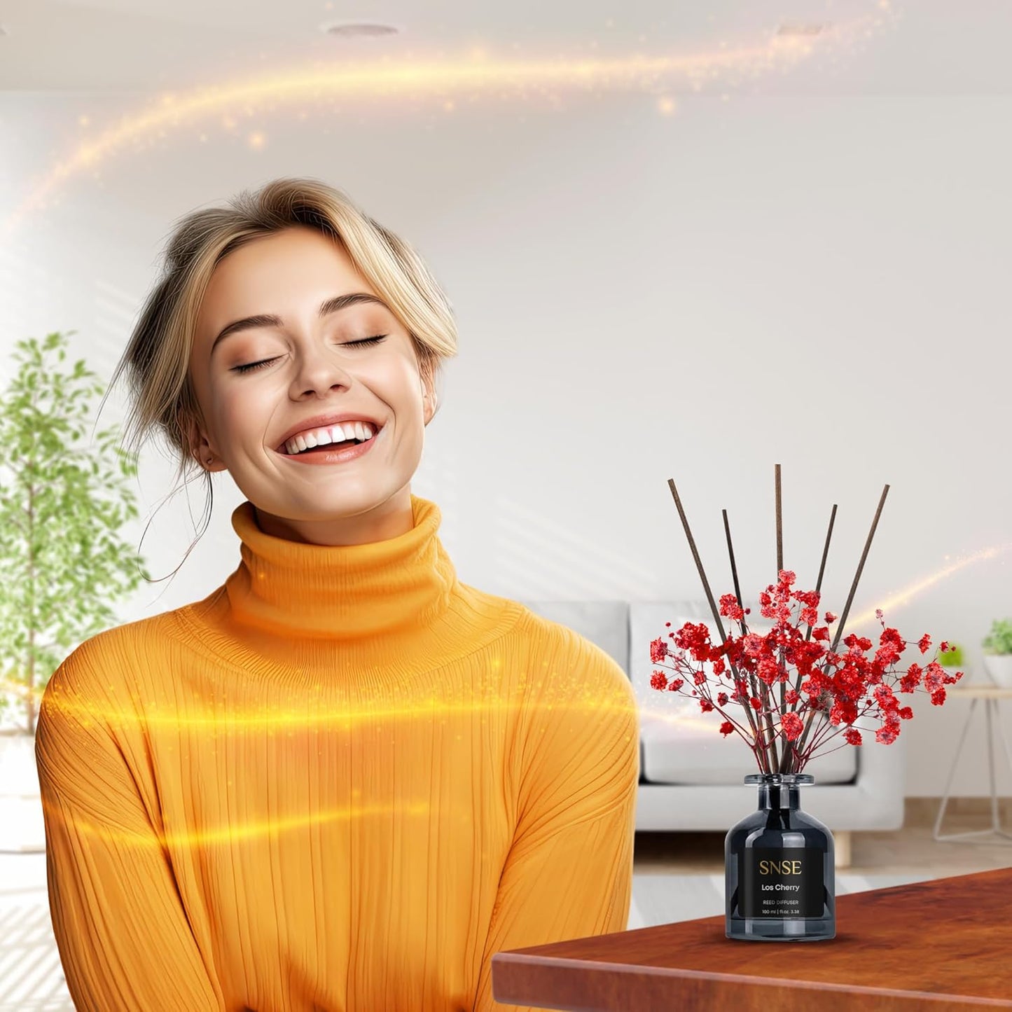 SNSE Tobaco & Vanilla with Flowers Perfumed Reed Diffuser Set | 3.38 oz Scent Fragrance Oil Diffuser for Bedroom, Bathroom, Home Décor and Gift, Decorative Air Fresheners with Sticks