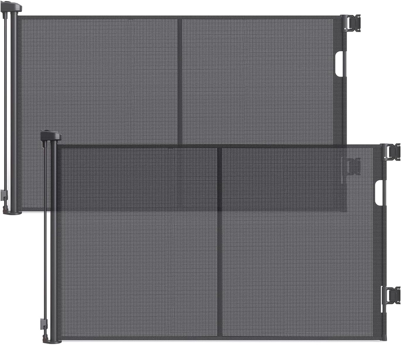 Reinforced 60" Wide Retractable Baby Gates with Upgraded Rods - Bottom Anti-Escape, 5 ft Mesh Baby Gate Retractable Dog Gate Indoor Pet Gate Retractable Stair Gate Outdoor Retractable Gate, Black