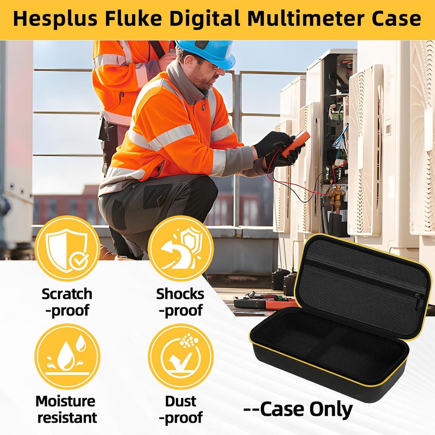 Carrying Case for Fluke 15B+/17B+/Fluke 101/117/115/116/114/113/177/179/233/106/107 Multimeter Testers and Accessories, Multimeter Storage Bag Organizer Box -Black (Case Only)