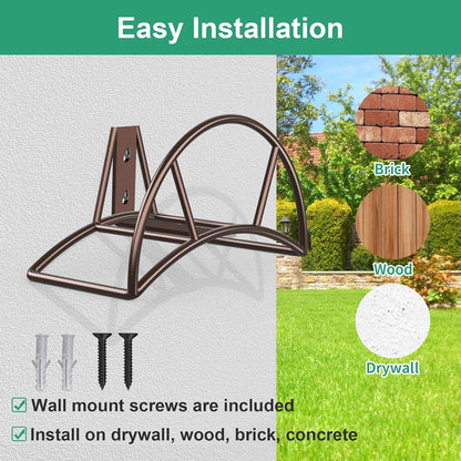 TomCare Garden Hose Holder Wall Mount Metal Water Hose Holder Holds 150Ft Hoses Heavy Duty Hose Hanger Sturdy Hoses Storage Organizer for Outside Yard Garden, Black