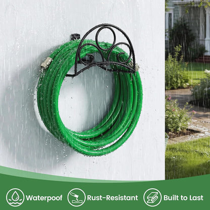 Metal Garden Hose Holder - Wall Mounted Water Hose Holder - Hose Hanger Heavy Duty for Water Hose Extension Cords Vacuum Hose bronze