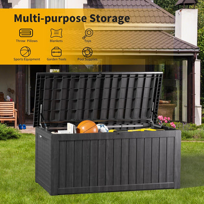 320 Gallon Outdoor Storage Box, Extra Large Waterproof Resin Deck Box with Lockable Lid Storage Bin for Patio Furniture Cushion, Garden Tools, Pool Accessories, UV-Resistant Outside, Black