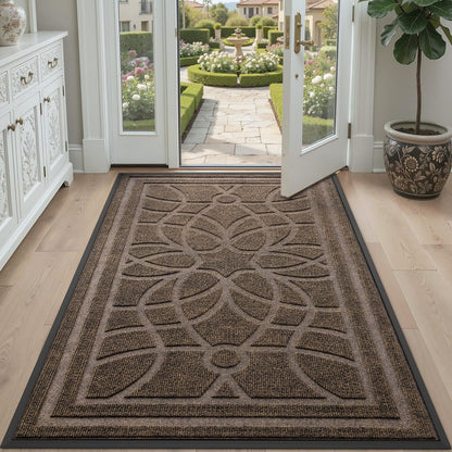 DEXI Front Door Mat Outside Entrance, Heavy Duty Non Slip Low Profile Doormat for Entryway, Trap Dirt and Moisture Welcome Mats, Easy Clean, Patio, Garage, 3x2, Blue