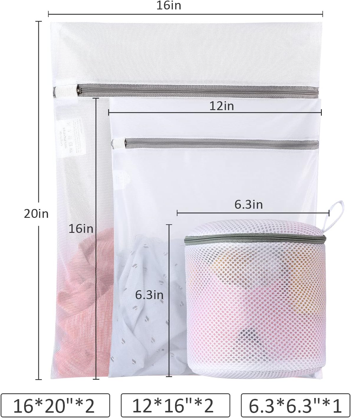 GOGOODA Mesh Laundry Bags for Delicates Durable Protective Wash Bags | Travel Storage Bags for Intimates Lingerie, 3PCS（3XXL）