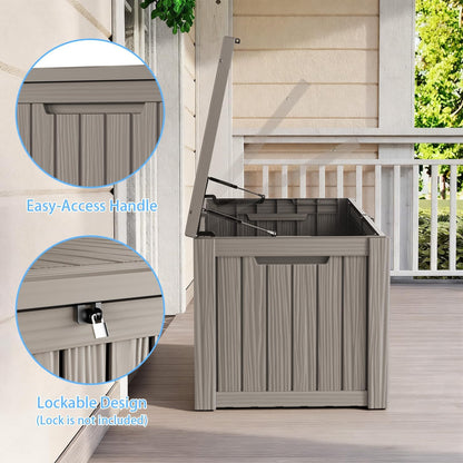 320 Gallon Waterproof Outdoor Storage Box, UV Resistant Resin Deck Box with Hydraulic Rod for Reinforced Stability, Perfect for Patio, Garden, and Pool（Black，320 Gallon）