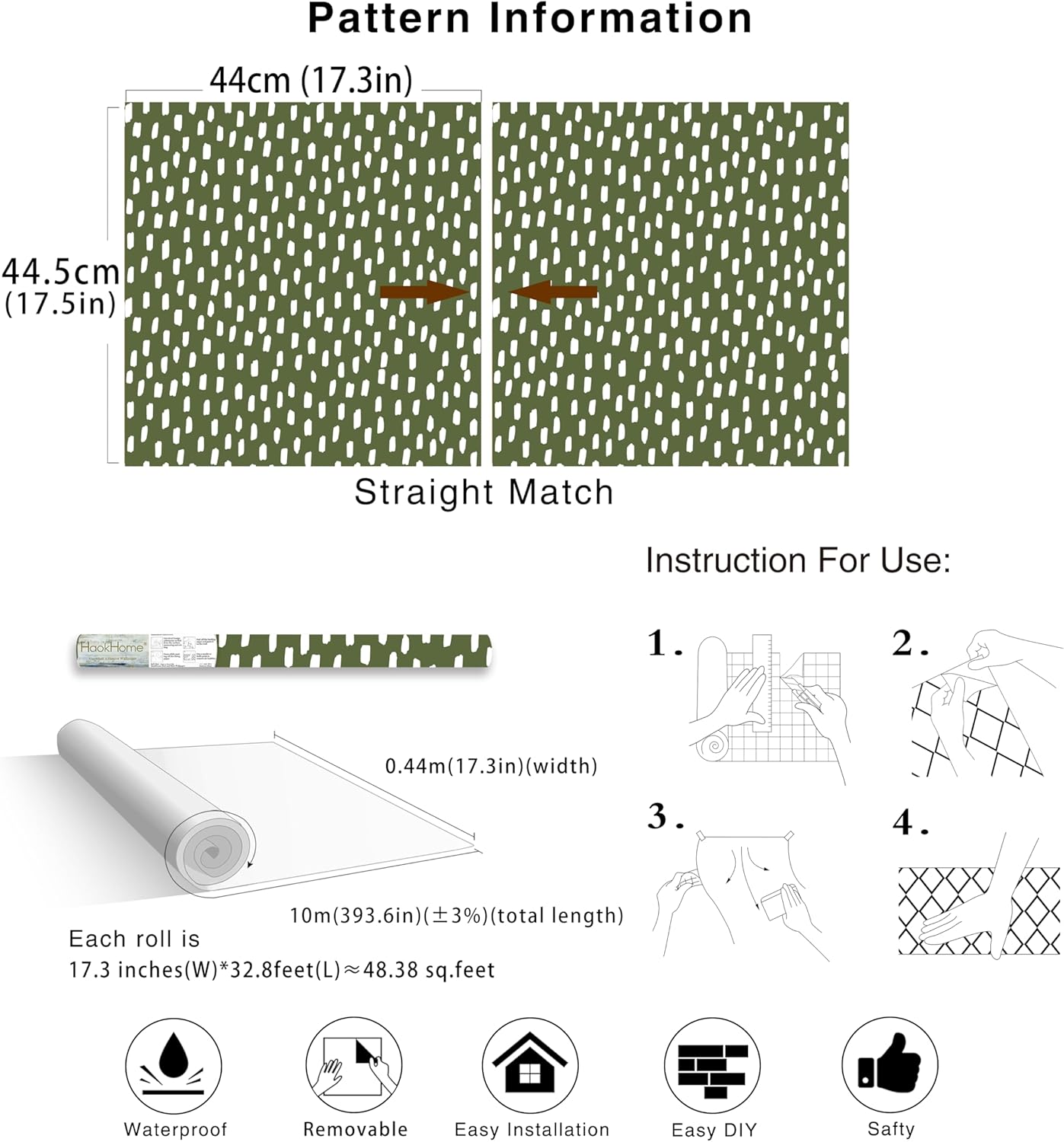 HAOKHOME Peel and Stick Wallpaper Boho Modern Dots Wall Paper Removable for Bathroom Caramel/White Contact Paper 17.3in x 9.8ft