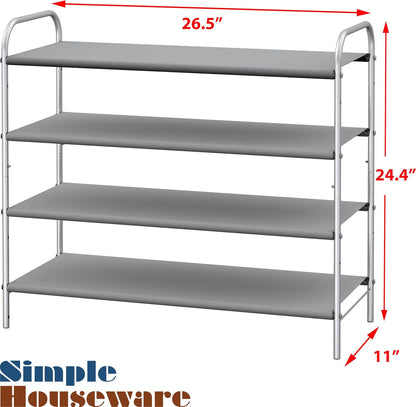 Simple Houseware 3-Tier Shoe Rack Storage Organizer, Grey – Space-Saving Shoe Shelf, Holds 9–16 Pairs, Sturdy Metal Frame, Easy Assembly – Closet, Entryway, Bedroom Shoe Storage Solution