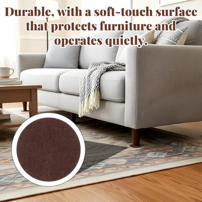 16 Pcs Chair Felt Pads, Anti Scratch 2-1/2”/63mm Antislip Furniture Pads Brown Round Self Adhesive Felt Floor Protectors 5mm Thick for Furnitures Feet Chair Legs