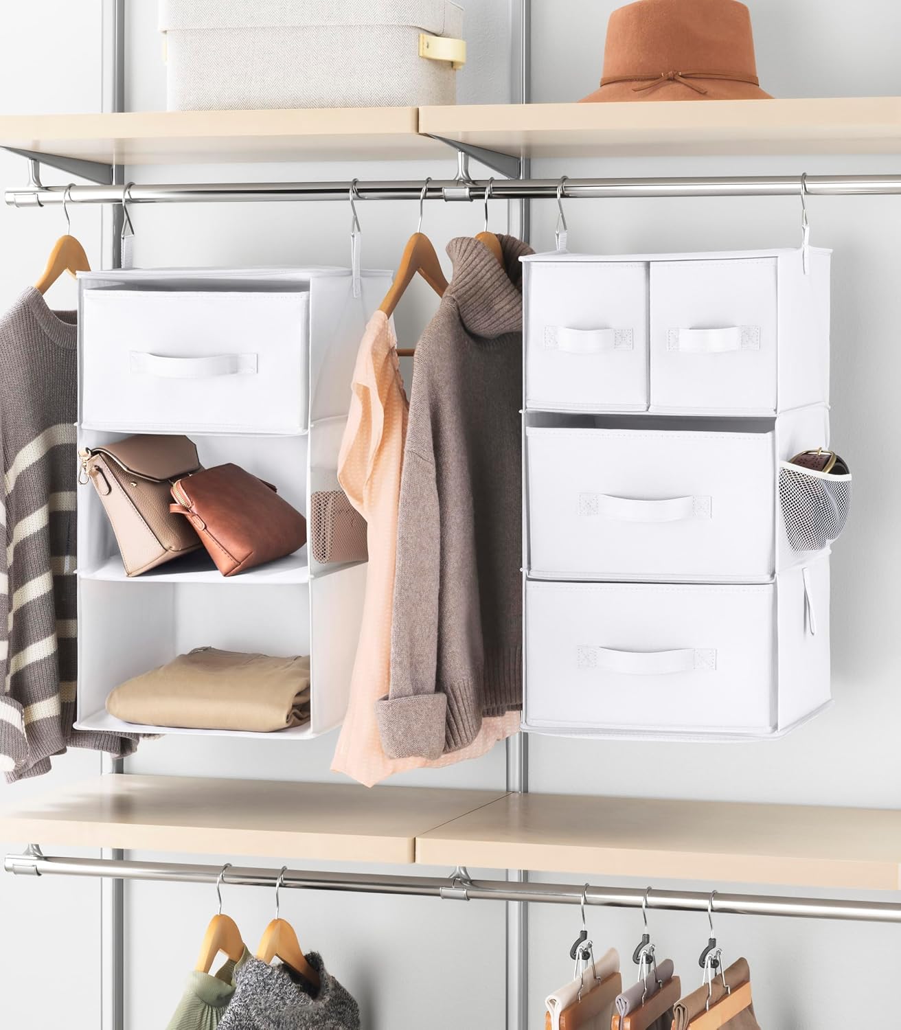 Whitmor 5 Section Closet Organizer - Hanging Shelves with Sturdy Metal Frame