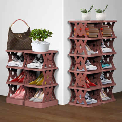 Shoe Rack, 6 Tier Shoe Organizer Without Assembly, Foldable Small Shoe Rack Space Saving, Collapsible Shoe Organizer for Entryway, Front Door Entrance, Kids, Bedroom, White