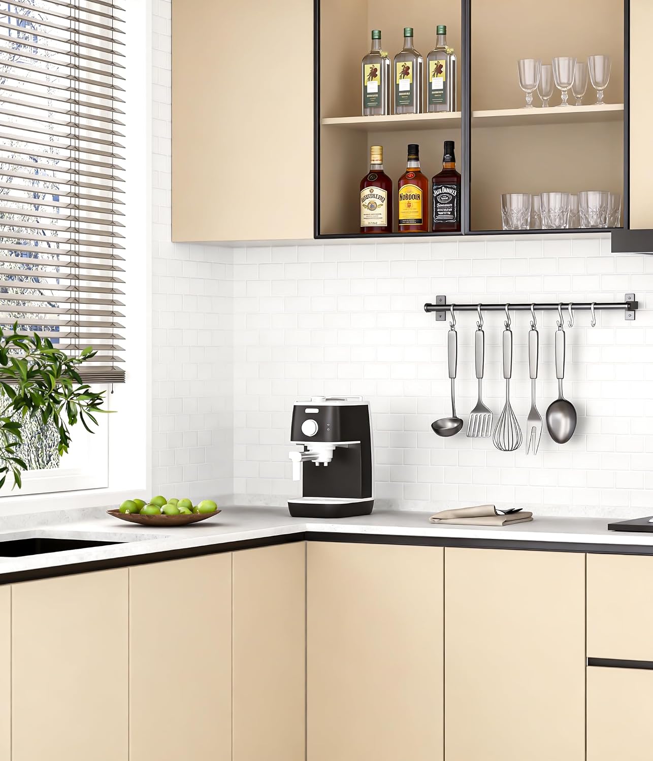 Yoillione Peel and Stick Backsplash for Kitchen: Self Adhesive Wall Tiles for Bathroom - Vinyl Thick Back Splash Tile (10, Light Coffee)