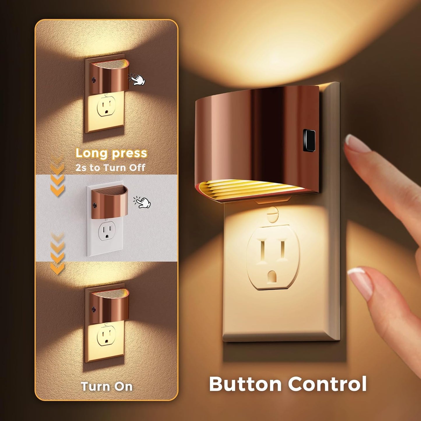 L LOHAS LED Night Lights Plug into Wall 2 Pack, Dusk to Dawn Sensor Nightlight, Brightness Adjustable, 3000K Soft White