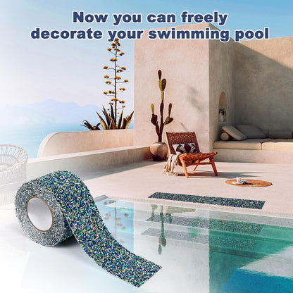 Pool Rubber Grip Tape, Anti Slip Tape 4Inch x 16.5Ft,Waterproof,Soft Satety Non-Slip Tape for Pool Stair Tread Traction,Tub,Boats,Trail,Outdoor and Indoor Use (4inch x 16.5feet)