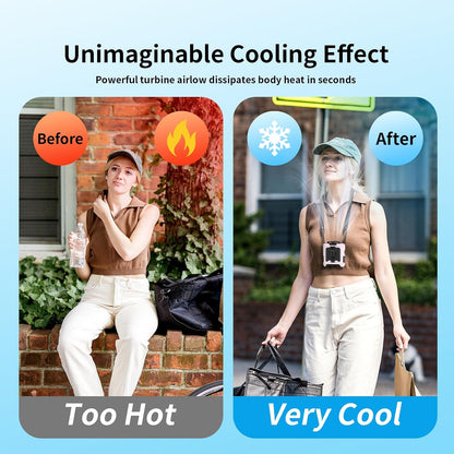 Socool 10000mAh Portable Waist Fan Clip on Wearable Belt Personal Fan Rechargeable Battery operated With 5 Speeds & Flashlight Neck Hands-Free 40H Cooling For Outdoor Camping Travel (Gray）