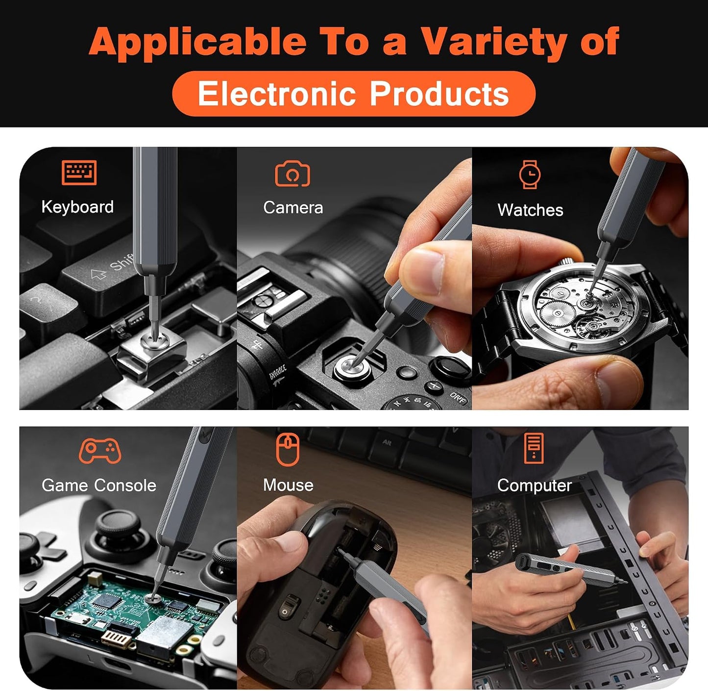 138-IN-1 Electric Screwdriver Set Cordless, Rechargeable Screw Driver with LED Light, 120 Precision Bits, Magnetic Storage Professional Home Repair Tool Kit for Electronics, Camera, Watch, PC RC