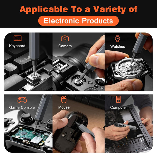 138-IN-1 Electric Screwdriver Set Cordless, Rechargeable Screw Driver with LED Light, 120 Precision Bits, Magnetic Storage Professional Home Repair Tool Kit for Electronics, Camera, Watch, PC RC