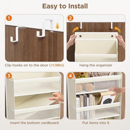 6 Tiers Over The Door Organizer, Heavy Duty Hanging Organizer Storage with Large Capacity Pockets, Behind Door Storage Hanging Shelves for Closet Wall Bathroom Bedroom Nursery Pantry, 1 Pack Grey