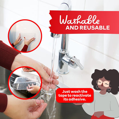 XFasten Reusable Double-Sided Nano Tape, 1.5-Inch x 20 Feet, Clear, Movable and Washable Double-Sided Gel Mat Grip Adhesive Putty Brick Tape | Bathroom, Kitchen Silicone Grip Nano Mounting Tape