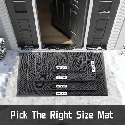 Yimobra Doormat Outdoor Entrance, Simple Stripes All-Weather Waterproof & Non-Slip Mat for Front Door, Heavy Duty Welcome Mat for Indoor, Garage, Patio-29.5x17, Dark Grey