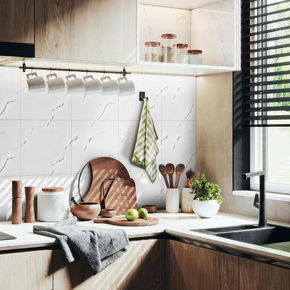 Vieshful 20pcs Peel and Stick Backsplash Tile，12"x12" Self Adhesive Marble Tile for Wall, PVC Waterproof Shower Wall Panels, Back Splash Stick on Tiles for Kitchen Bathroom Living Room (Not Real Tile)