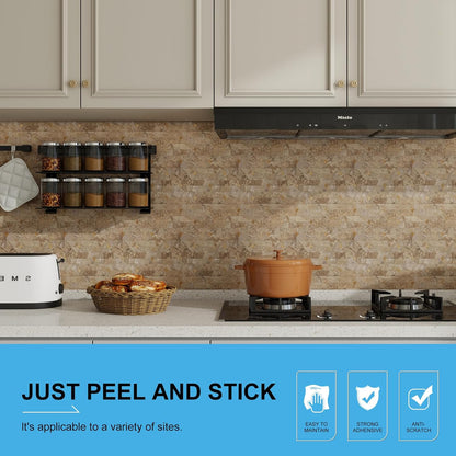 Peel and Stick Backsplash Tile, 10 Sheets Waterproof PVC Wall Tiles for Kitchen Bathroom, Thick Self Adhesive Stick on Backsplash, Covers 9.67 Sq.Ft