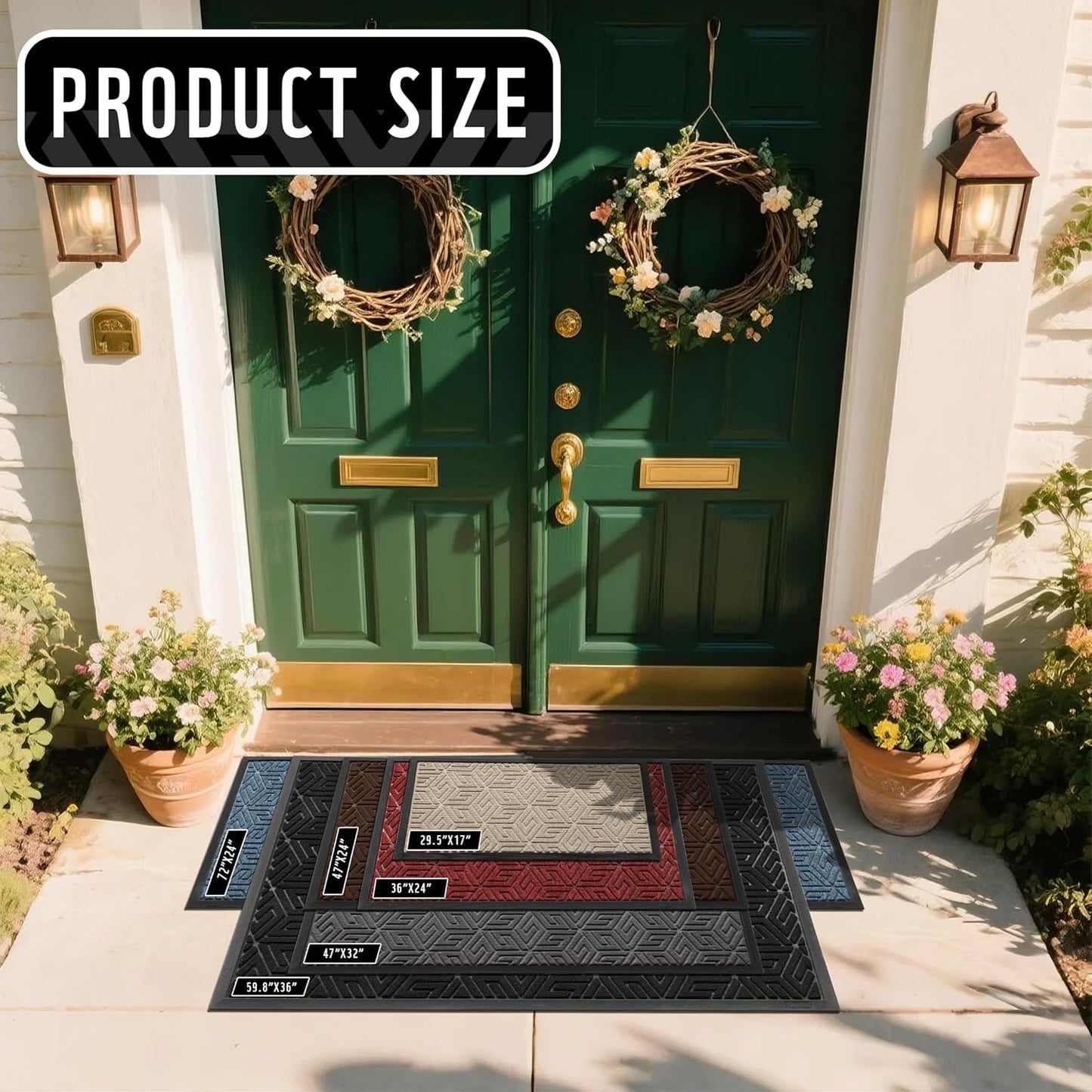 Yimobra Doormat Outdoor Entrance 29.5x17, All-Weather Waterproof Outdoor Mats for Front Door, Non Slip Welcome Door Mat for Patio Proch Outside Entryway Indoor, Black